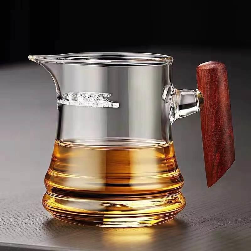 公道杯高硼硅玻璃分茶器杯漏一体简约泡茶杯月牙公道杯方形