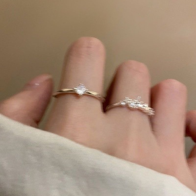 蝴蝶锆石开口戒指女ins轻奢小众高级感指环2024年新款闺蜜食指戒