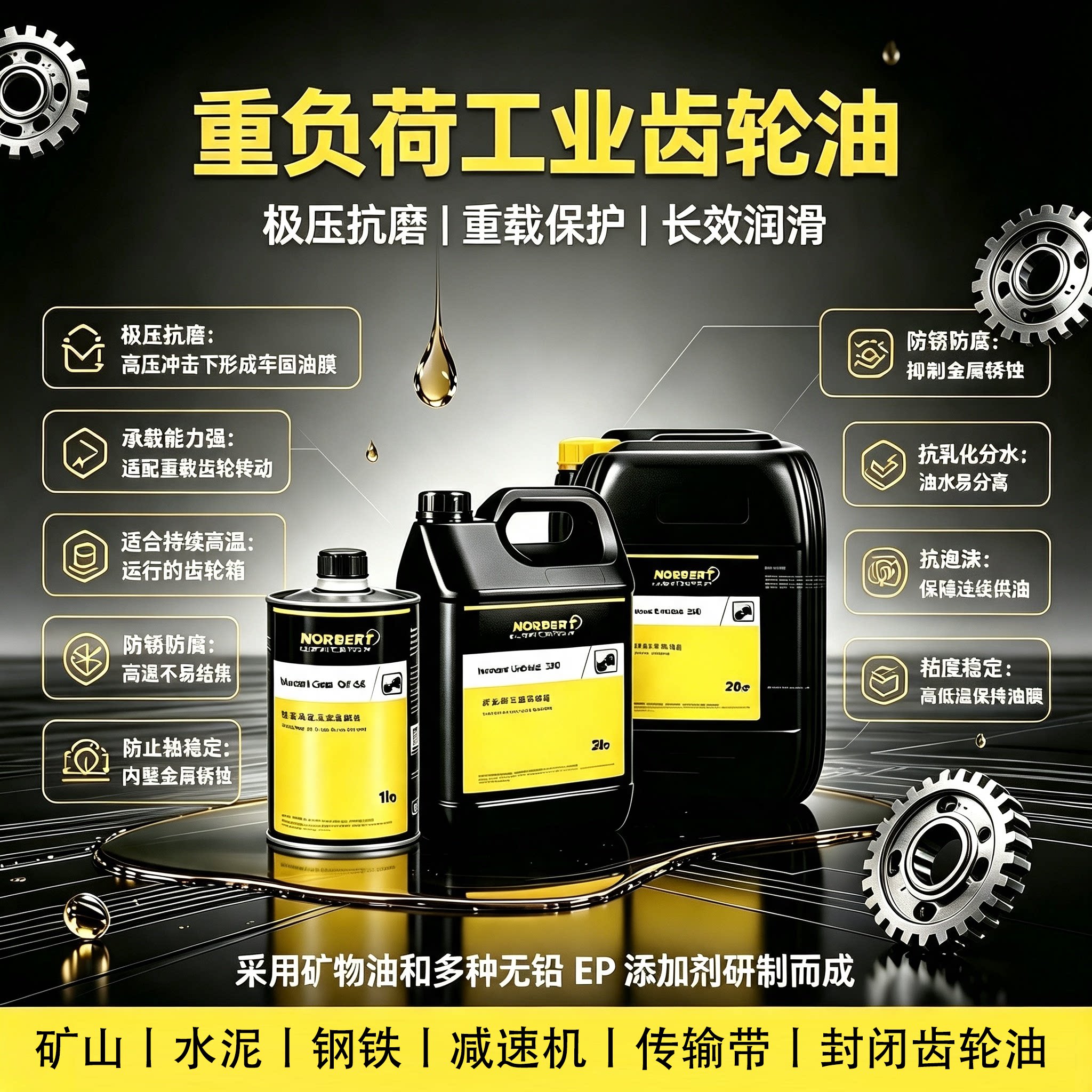 NORBERT德国/重负荷工业齿轮油 CKD220 320变速齿轮箱油 减速机油