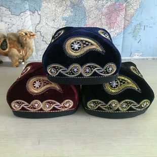 新疆维吾尔族花帽男女士舞蹈演出帽舞台道具手工高端绣花成人帽子