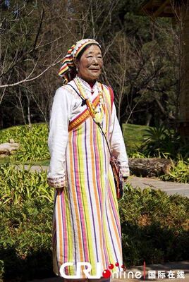 鑫佳民族服饰量身定做独龙族服装多彩条纹表演演出服装长裙女套装