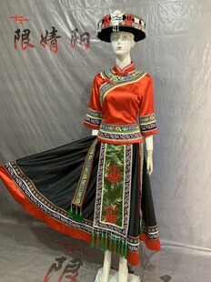 仡佬族少数民族特色传统服装成人女演出长裙刺绣舞蹈表演服装套装