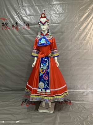 少数民族畲族服装女演出服凤凰刺绣婚嫁服凤冠头饰舞蹈表演服舞台