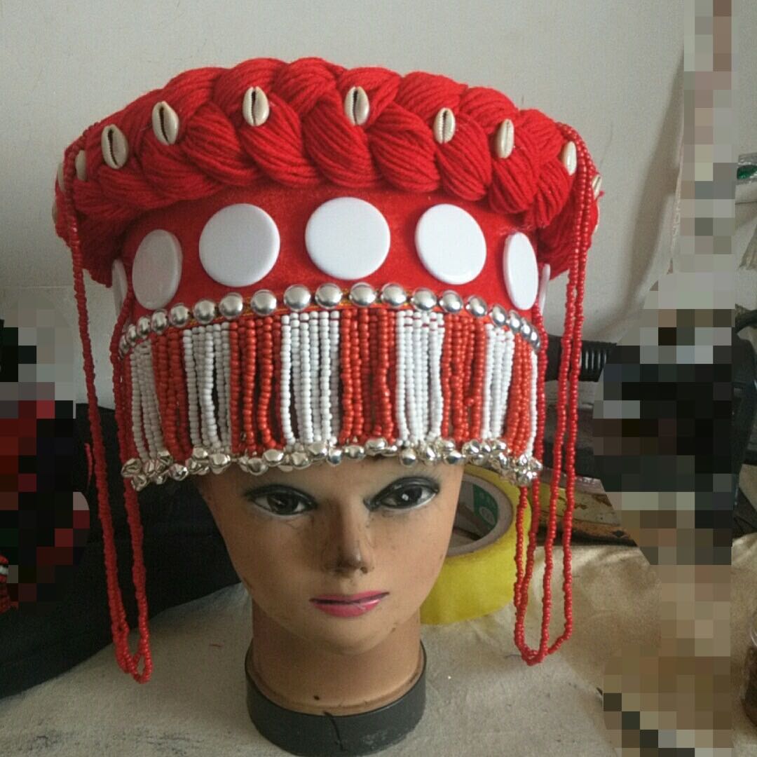 傈僳族服装帽子饰品项链，民族服装配饰，傈僳族成人女款头饰包邮图片