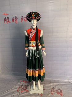 2022新款女士少数民族风服饰普米族女生成人百褶裙舞蹈表演出服装
