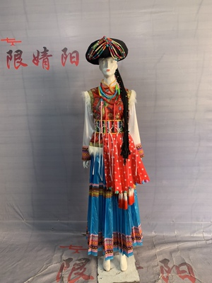 2022新款女士少数民族风服饰普米族女生成人百褶裙舞蹈表演出服装