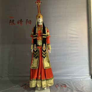 蒙古民族舞蹈服装 演出服女成人蒙古袍大摆裙内蒙现代舞台表演服饰