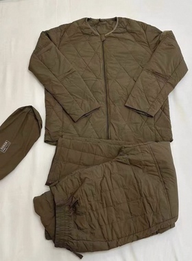 户外土黄色边巡逻羽绒棉衣绒裤衣拉链冬季防寒保暖棉裤套装