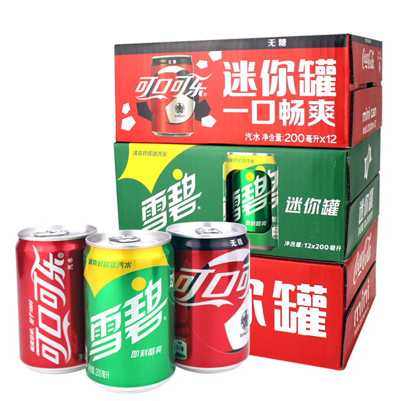 可口可乐雪碧迷你易拉罐迷你小罐零度可乐碳酸饮料200ml*12罐批发