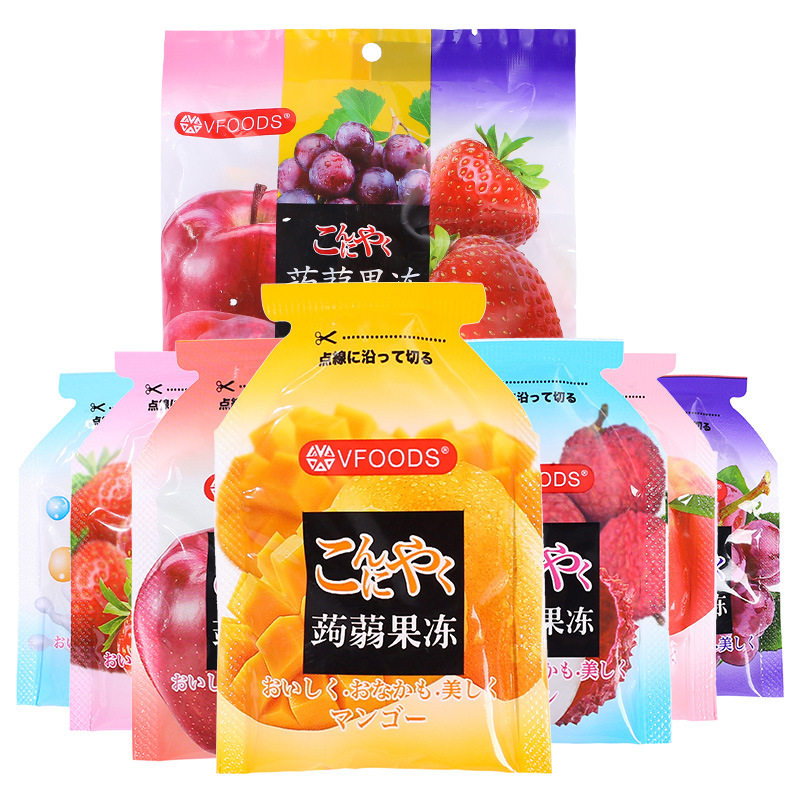 网红蒟蒻混合果冻可吸布丁魔芋果汁0减葡萄脂夏天休闲零食小袋装