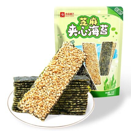 包邮良品铺子小食仙芝麻夹心海苔