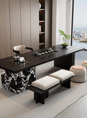 意式轻奢实木岛台茶桌椅泡茶台一体办公室客厅家用2025新款高级感