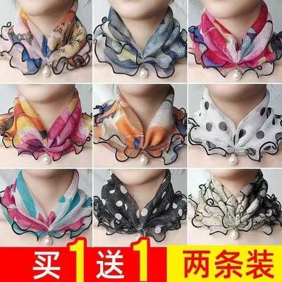 春秋薄款围巾韩版时尚百搭装饰丝巾护颈女士百变围脖新款网纱脖套