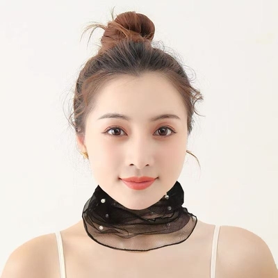 薄款懒人蕾丝小丝巾纯色防晒