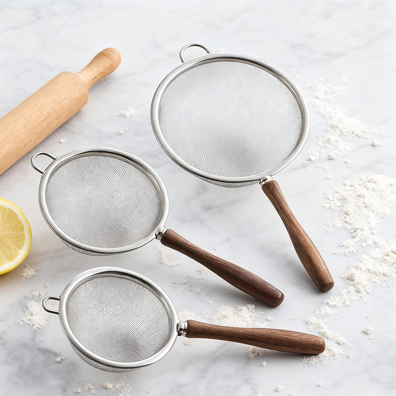 漏勺家用豆浆过滤不锈钢木柄网筛面粉筛食品级婴儿辅食烘焙工具