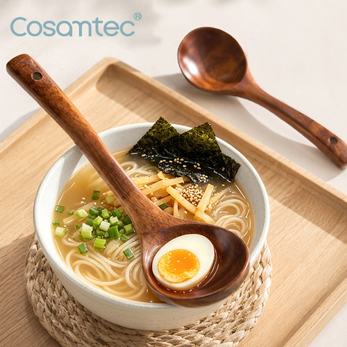 日式木制汤勺家用盛汤木勺子长柄食品级粥勺木头勺子大号耐高温