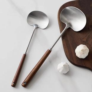 蘑菇铲304不锈钢小锅铲家用木柄炒勺铲不粘锅耐高温铁锅炒菜铲子