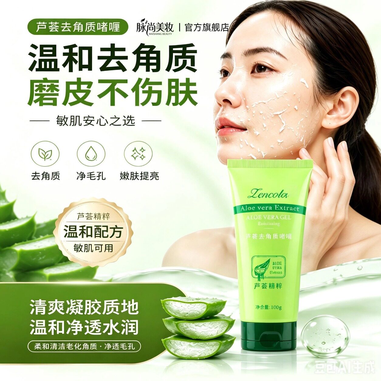 芦荟胶去角质啫喱洗面奶去死皮面部深层清洁毛孔官方旗舰店正品