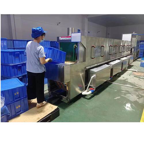 供应定做 周转箱自动清洗机 食品厂周转筐除菌除味清洗线
