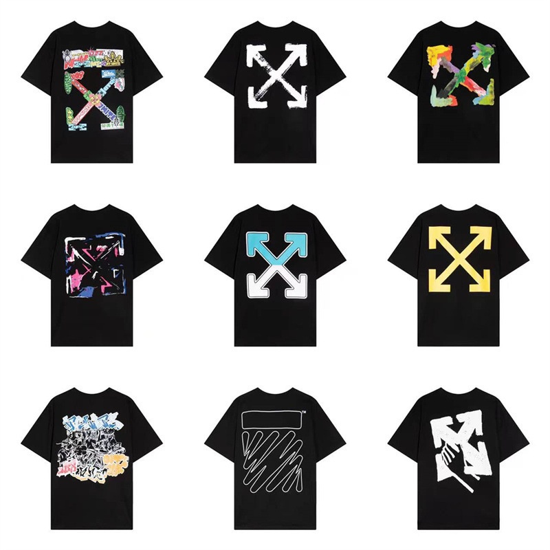 Amiri2023新款OFF彩色油画箭头印花OW短袖男欧美圆领WHITE大码T恤