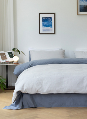 云边四件套 Refresh芮夫 全棉高支亲肤排汗色织提花蓝色原创设计