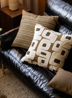 时光靠垫 Refresh芮夫 羊毛腰枕沙发护腰棕抱枕几何复古简约风