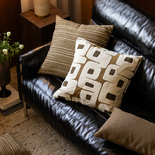 时光靠垫 Refresh芮夫 羊毛腰枕沙发护腰棕抱枕几何复古简约风