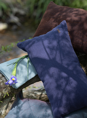 小岛靠垫 Refresh芮夫 腰枕纯棉羊毛沙发床头柔软装饰蓝色系抱枕