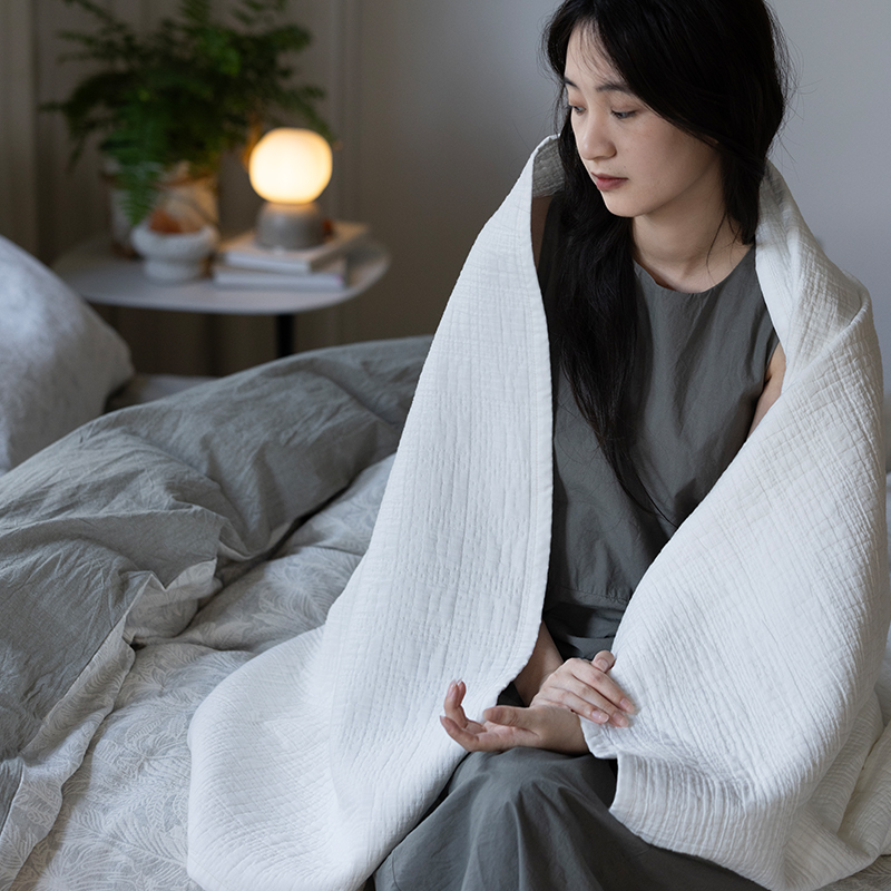 留夏盖毯 Refresh芮夫 全棉A类亲肤裸睡婴儿毯白色可机洗水洗