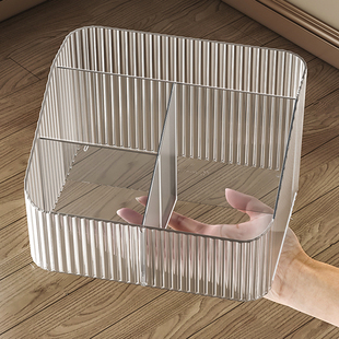 透明化妆品收纳盒学生宿舍桌上笔筒杂物收纳护肤品化妆盒子置物架