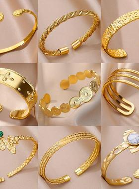 Stainless Steel Bangles Bracelet for Women Luxury Gold Plate