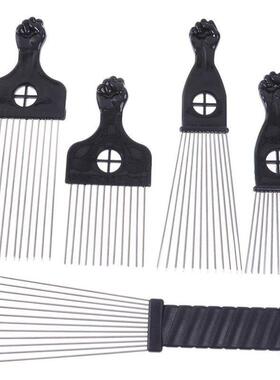 Black Fist Afro Metal Comb African Hair Pik Comb Brush Salon
