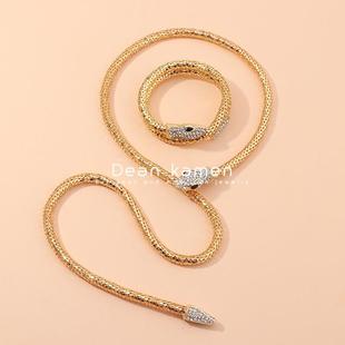 欧美金色蛇水钻项炼蛇形手炼首饰Snake Necklace Bracelet women