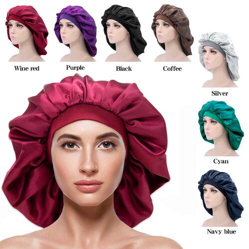 silk hair bonnet Satin Bonnets Cap Night Sleep Hat Hair Bon