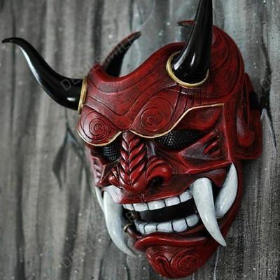 Halloween Masquerade Red Prajna Mask Cospiay Noh Japanese