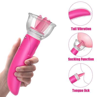 Tongue Licking Pump Clitoris G-spot Vibrator Dildo Vibrator