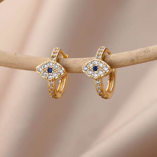 Stainless Steel Evil Eye Earrings for Women Gold Color Roune