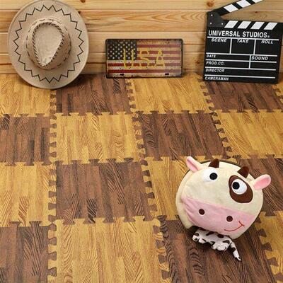 imitation wood grain floor waterproof foam floor mat mic