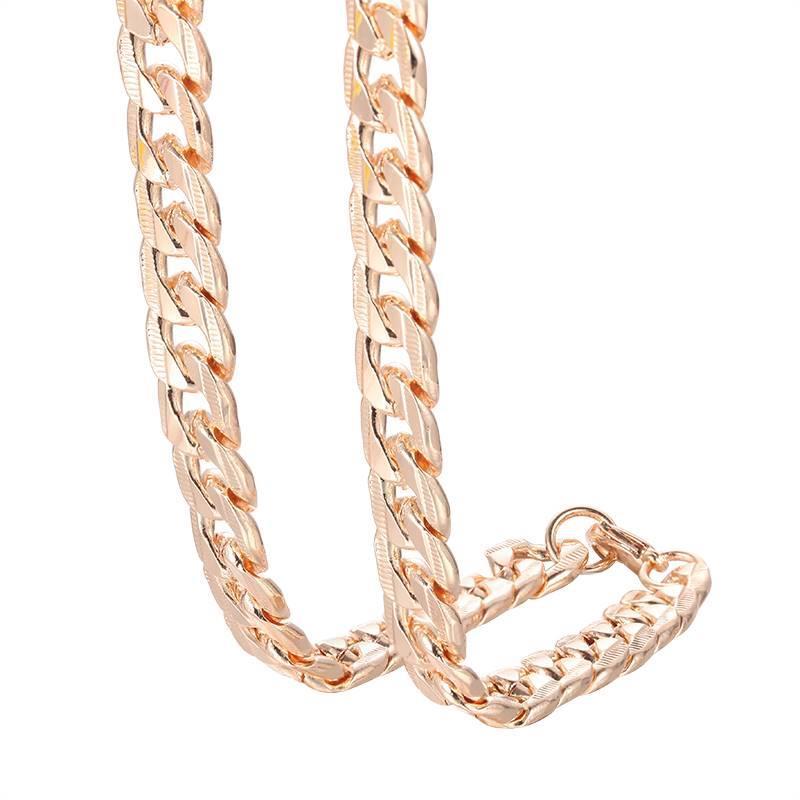 Long Style Men Women 585 Rose Gold Color Necklace Beaded Twi