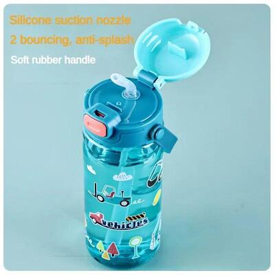 600Ml Kids Sippy Cup Plastic Cartoon Water Bottles with Stra