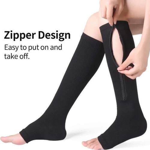 Zipper Compression Sock Women Men High Elasticity Nylon Clos
