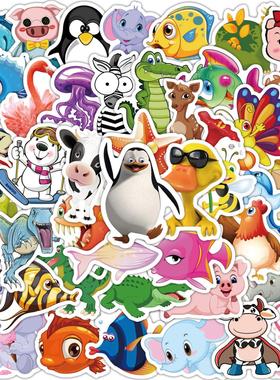50PCS Cute Cartoon Animal Stickers Motorcycle Luggage Guitar