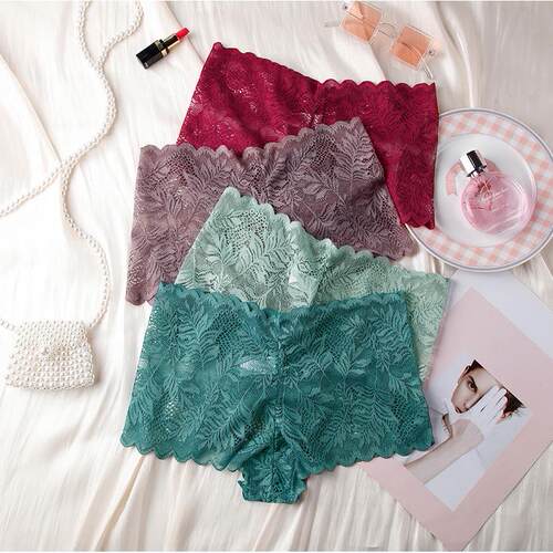 Women Sheer Lace French Knickers Underwear Hipster Boyshorts