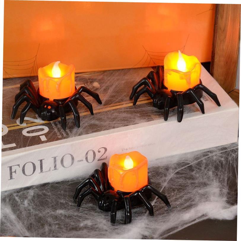 Halloween Decorations LED Candle Light Plastic Spider Pumpki