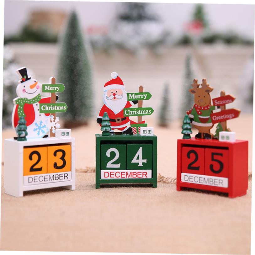 Christmas Mini Wooden Calendar Ornament Home Decoration