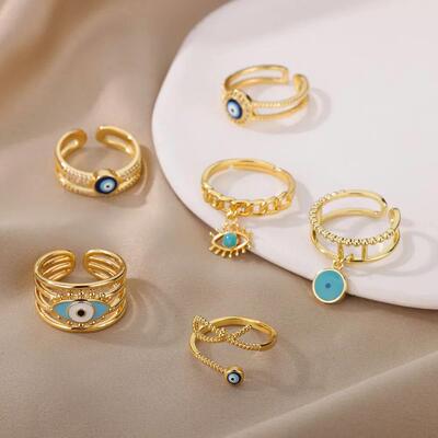Vintage Evil Eye Rings For Women Stainless Steel Turkish Eye