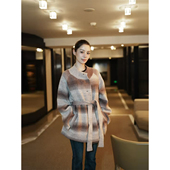 吉娜同款 OLIVIA DUO渐变色系带开衫 2026春季 韩系复古羊毛大衣