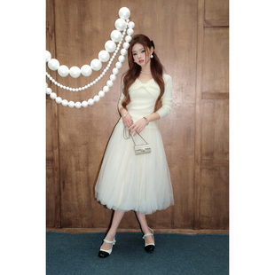 网纱半身裙2025秋冬新款 DUO法式 OLIVIA 高腰显瘦蓬蓬纱裙 现货