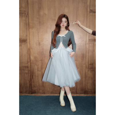 【现货】OLIVIA DUO法式网纱半身裙2026春季新款芭蕾风中长款纱裙