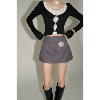 【现货】OLIVIA DUO摩登西装裙裤韩系百搭通勤高腰显瘦A字半身裙